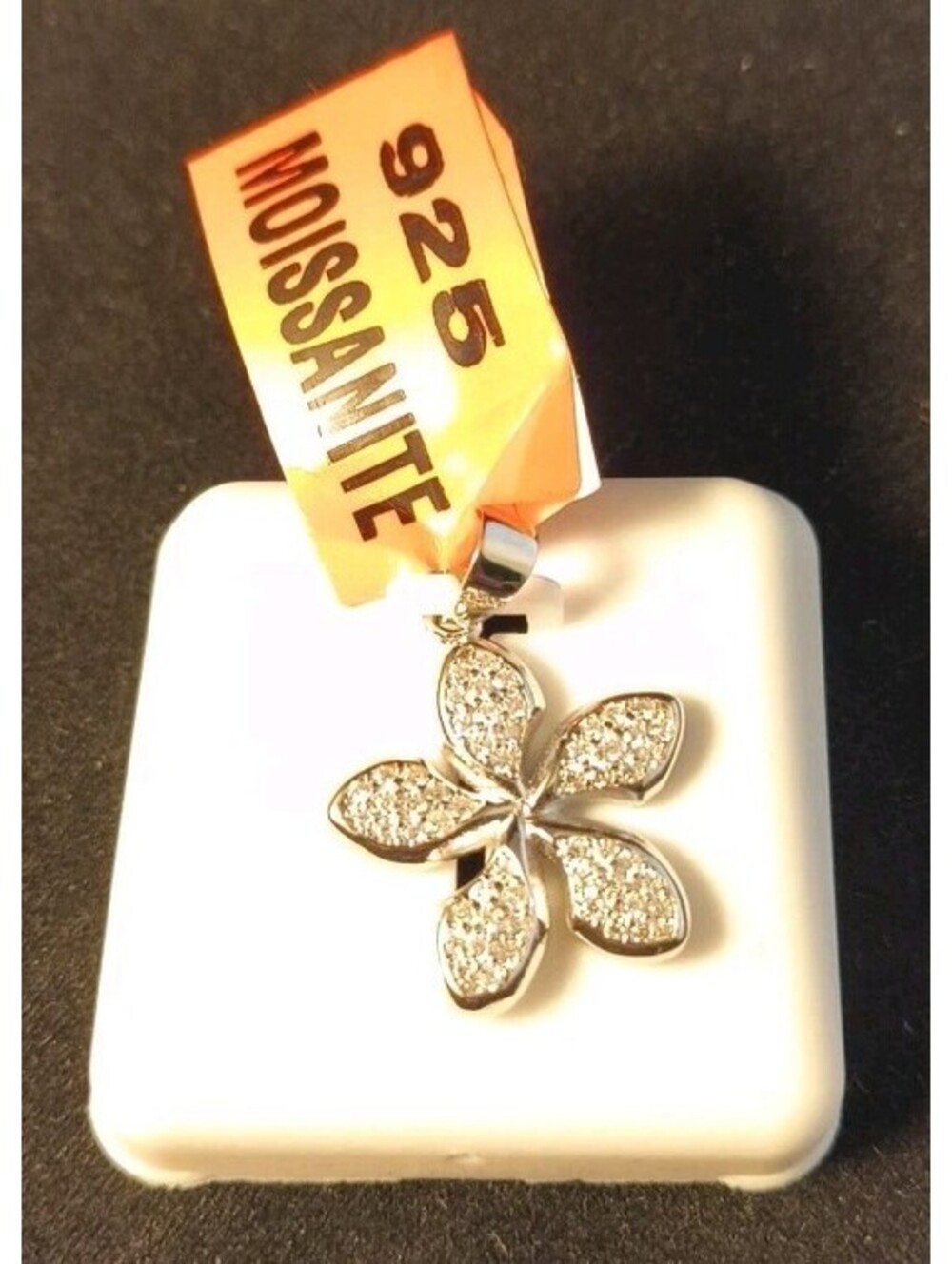 Sterling Silver and Moissenite Flower Pendant